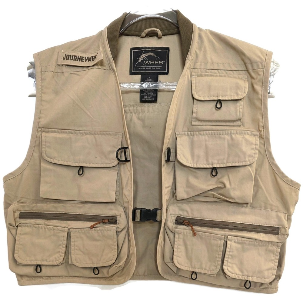 White River Fly Shop Journeyman Vest Mens Medium Tan Fishing Utility WRFS‎ Gear